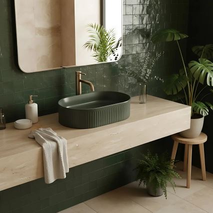 REA-U3611 - Lavabo da appoggio VANDA 31x49 cm ceramica/verde scuro