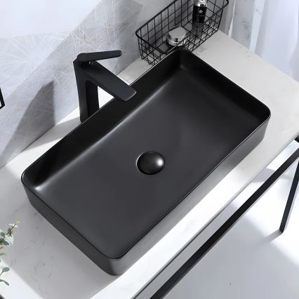 REA-U3690 - Lavabo da appoggio DENIS 35x61 cm in ceramica/nero opaco