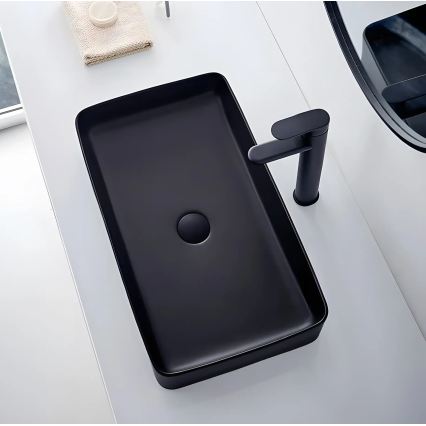 REA-U3690 - Lavabo da appoggio DENIS 35x61 cm in ceramica/nero opaco
