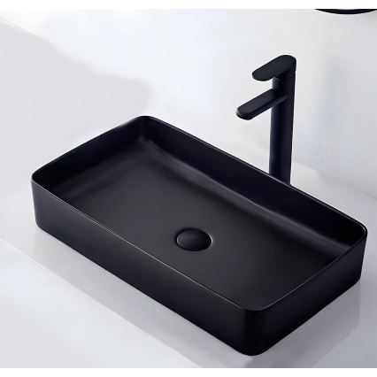 REA-U3690 - Lavabo da appoggio DENIS 35x61 cm in ceramica/nero opaco