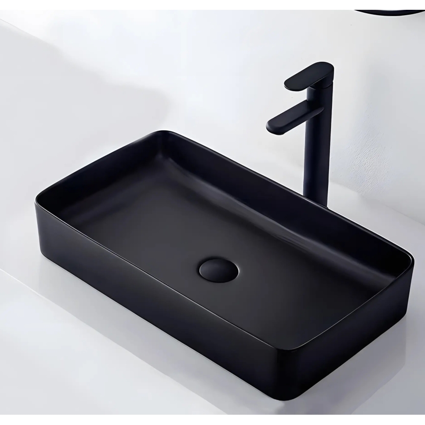 REA-U3690 - Lavabo da appoggio DENIS 35x61 cm in ceramica/nero opaco
