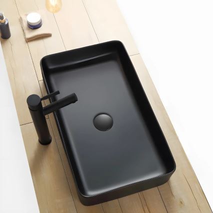 REA-U3690 - Lavabo da appoggio DENIS 35x61 cm in ceramica/nero opaco