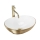 REA-U3697 - Lavabo da appoggio SOFIA 34,5x41 cm ceramica/bianco/oro spazzolato
