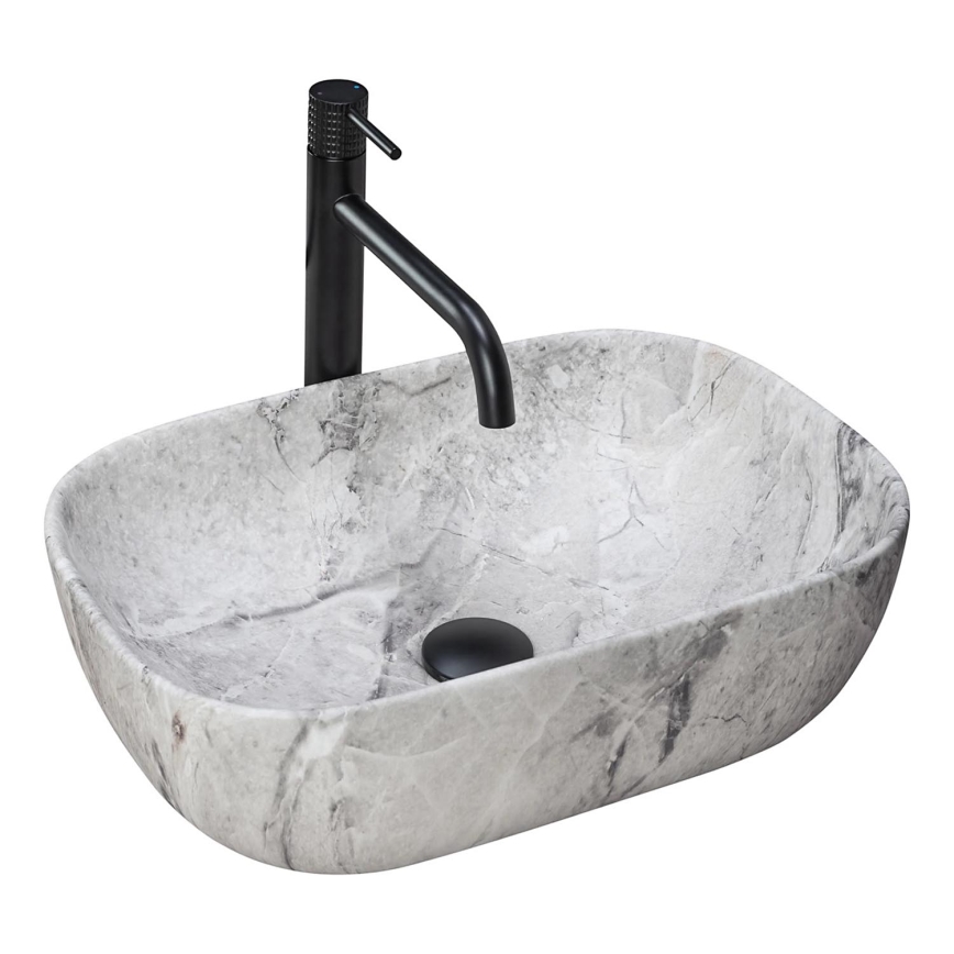REA-U3800 - Lavabo da appoggio LIVIA 33,5x46,5 cm ceramica/grigio/effetto pietra