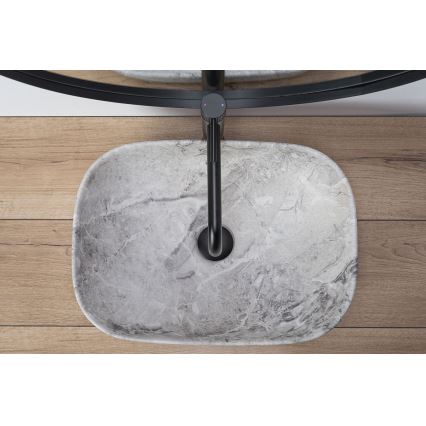REA-U3800 - Lavabo da appoggio LIVIA 33,5x46,5 cm ceramica/grigio/effetto pietra