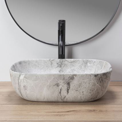 REA-U3800 - Lavabo da appoggio LIVIA 33,5x46,5 cm ceramica/grigio/effetto pietra