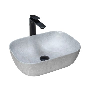 REA-U3801 - Lavabo da appoggio LIVIA 33,5x46,5 cm ceramica/grigio/effetto pietra