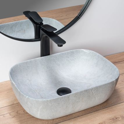 REA-U3801 - Lavabo da appoggio LIVIA 33,5x46,5 cm ceramica/grigio/effetto pietra