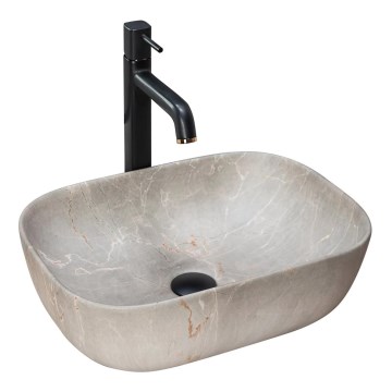 REA-U3802 - Lavabo da appoggio LIVIA 33,5x46,5 cm ceramica/grigio/effetto marmo
