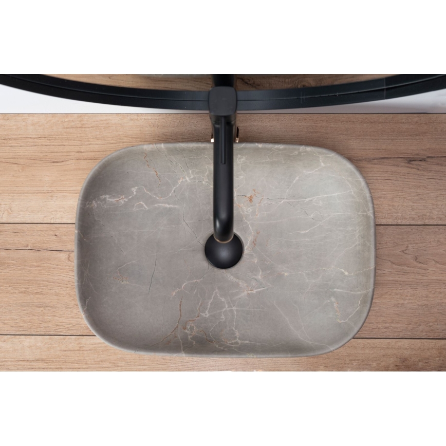 REA-U3802 - Lavabo da appoggio LIVIA 33,5x46,5 cm ceramica/grigio/effetto marmo