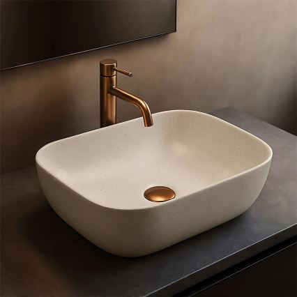 REA-U4000 - Lavabo da appoggio BELINDA 33x46,5 cm ceramica/effetto pietra