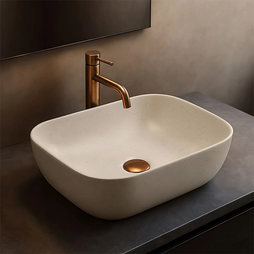 REA-U4000 - Lavabo da appoggio BELINDA 33x46,5 cm ceramica/effetto pietra