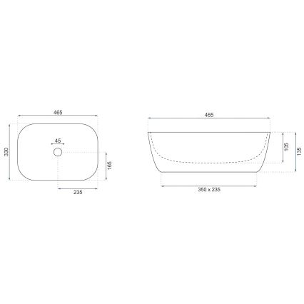 REA-U4000 - Lavabo da appoggio BELINDA 33x46,5 cm ceramica/effetto pietra