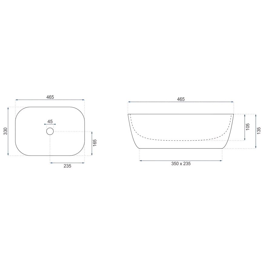 REA-U4000 - Lavabo da appoggio BELINDA 33x46,5 cm ceramica/effetto pietra