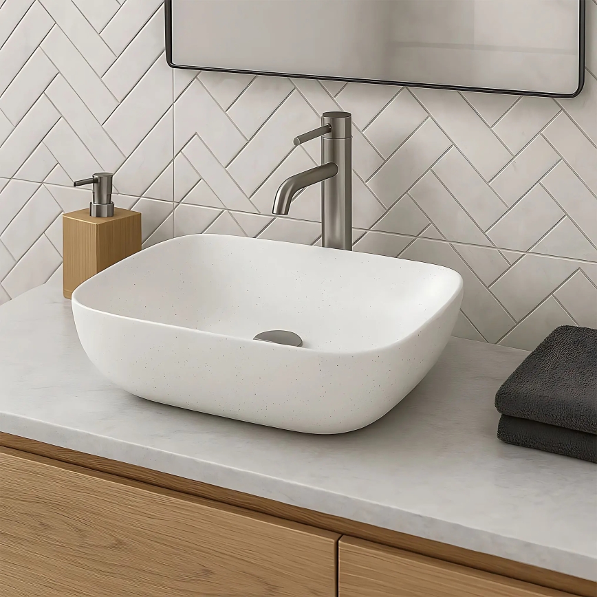REA-U4001 - Lavabo da appoggio BELINDA 33,5x46,5 cm ceramica/bianco opaco