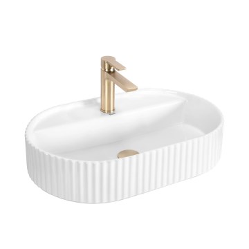 REA-U4002 - Lavabo da appoggio MARCELA 37x60 cm in ceramica, bianco lucido