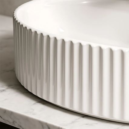 REA-U4002 - Lavabo da appoggio MARCELA 37x60 cm in ceramica, bianco lucido