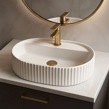 REA-U4003 - Lavabo da appoggio MARCELA 35,5x50 cm ceramica/bianco lucido