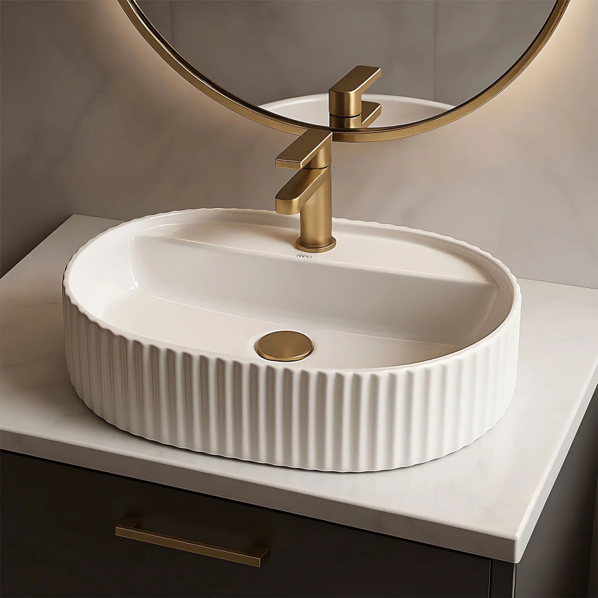 REA-U4003 - Lavabo da appoggio MARCELA 35,5x50 cm ceramica/bianco lucido