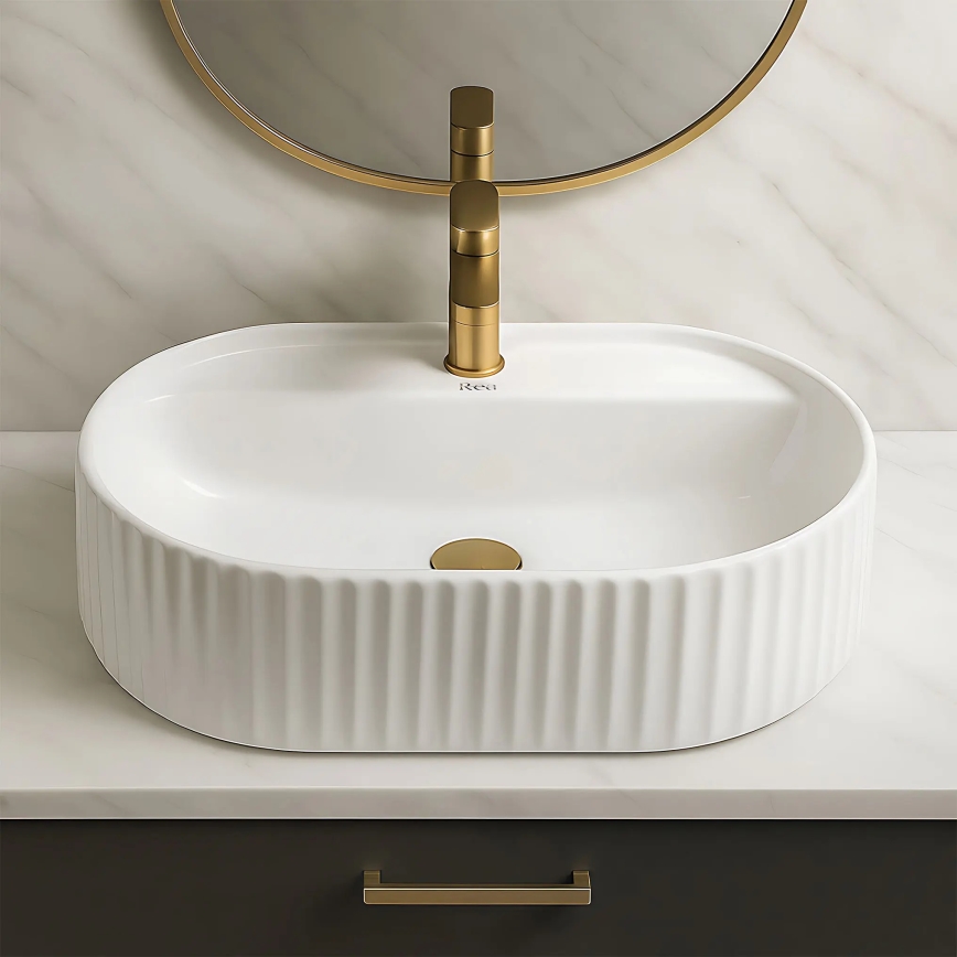 REA-U4003 - Lavabo da appoggio MARCELA 35,5x50 cm ceramica/bianco lucido