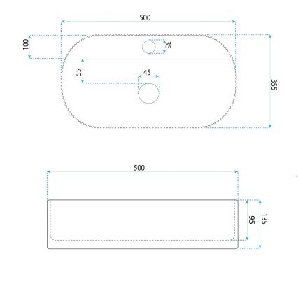 REA-U4003 - Lavabo da appoggio MARCELA 35,5x50 cm ceramica/bianco lucido