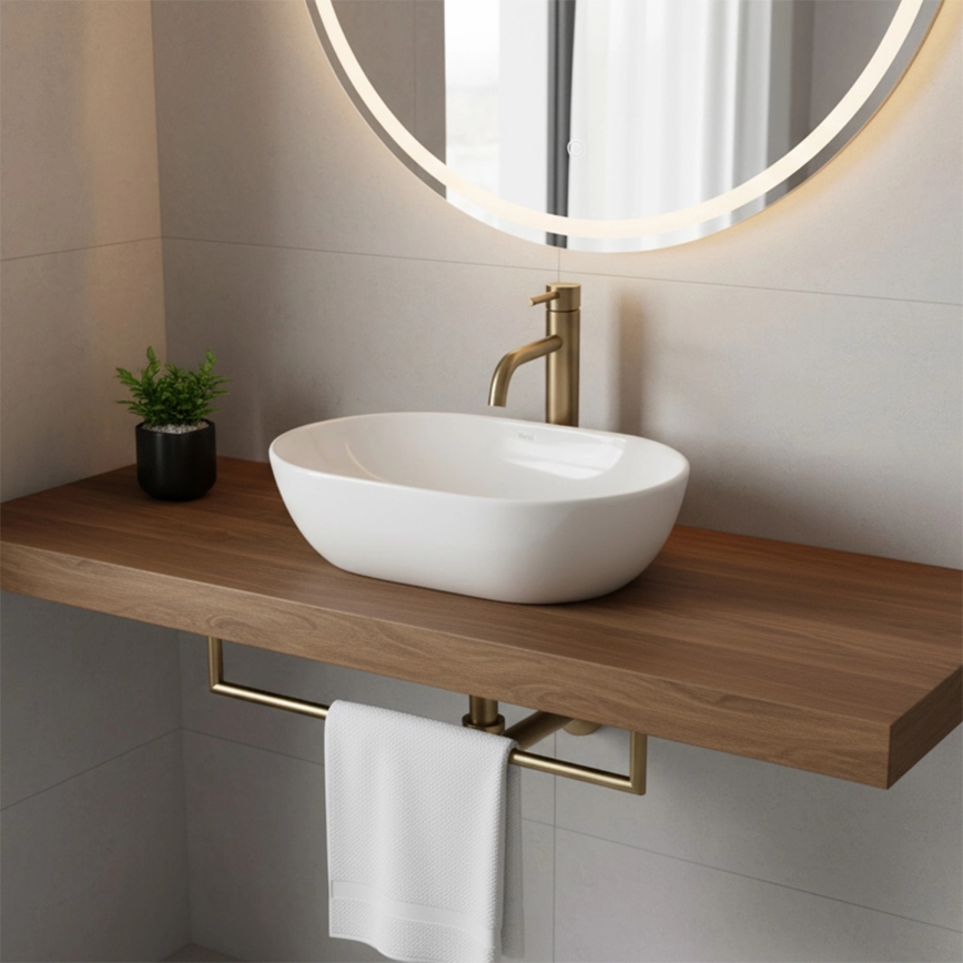 REA-U4330 - Lavabo da appoggio AMELIA 31x45 cm ceramica/bianco lucido