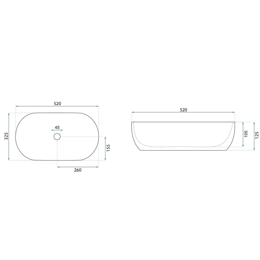 REA-U4331 - Lavabo da appoggio AMELIA 32,5x52 cm ceramica/bianco lucido