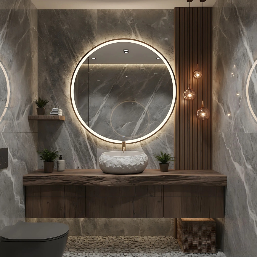 REA-U4332 - Lavabo da appoggio MIKA 38x50 cm beige/grigio/effetto pietra