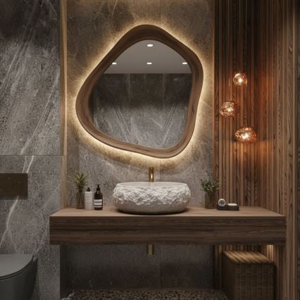 REA-U4332 - Lavabo da appoggio MIKA 38x50 cm beige/grigio/effetto pietra