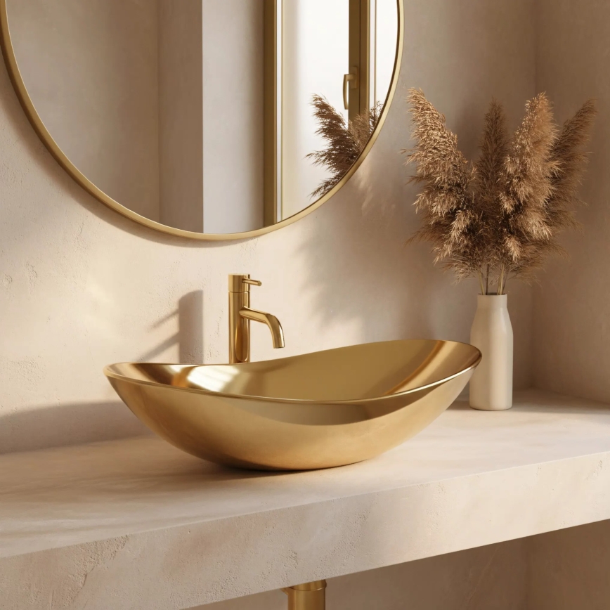 REA-U4545 - Lavabo da appoggio ROYAL 36x60,5 cm ceramica/oro