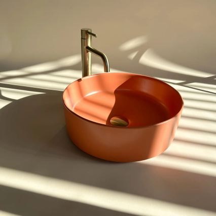 REA-U4566 - Lavabo da appoggio SAMI Ø 37 cm in ceramica/arancione opaco