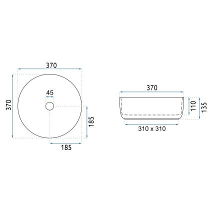 REA-U4566 - Lavabo da appoggio SAMI Ø 37 cm in ceramica/arancione opaco