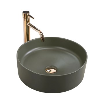 REA-U4567 - Lavabo da appoggio SAMI Ø 37 cm ceramica/verde opaco