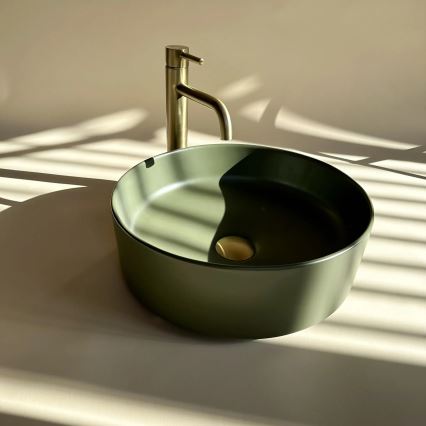 REA-U4567 - Lavabo da appoggio SAMI Ø 37 cm ceramica/verde opaco