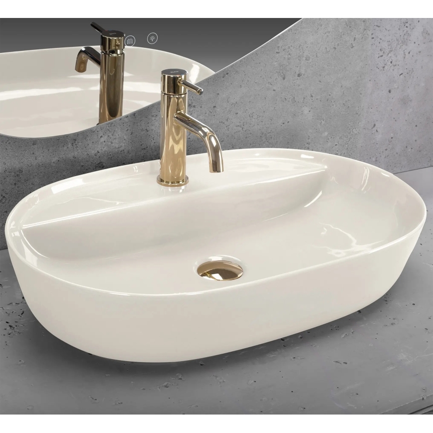 REA-U4589 - Lavabo da appoggio AURA 41x61 cm ceramica/crema lucida