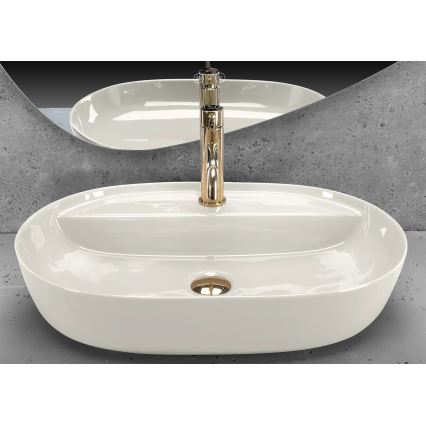REA-U4589 - Lavabo da appoggio AURA 41x61 cm ceramica/crema lucida