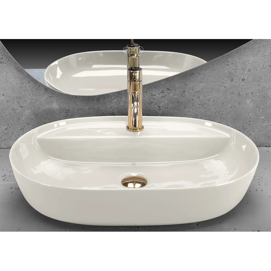 REA-U4589 - Lavabo da appoggio AURA 41x61 cm ceramica/crema lucida