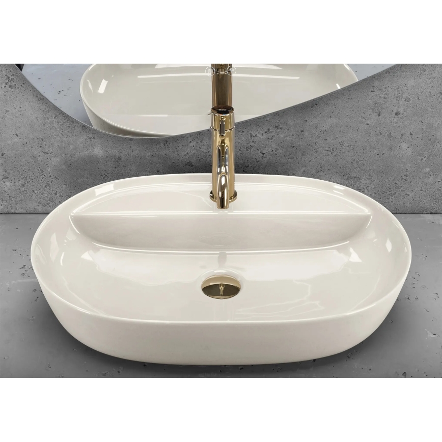 REA-U4589 - Lavabo da appoggio AURA 41x61 cm ceramica/crema lucida