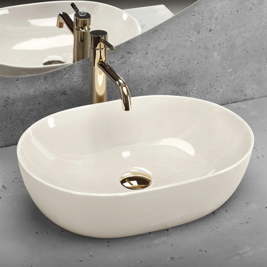 REA-U4591 - Lavabo da appoggio LISA 35x49 cm, ceramica, finitura lucida, colore crema