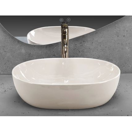REA-U4591 - Lavabo da appoggio LISA 35x49 cm, ceramica, finitura lucida, colore crema