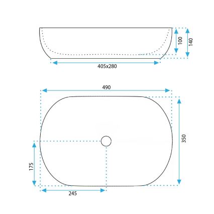 REA-U4591 - Lavabo da appoggio LISA 35x49 cm, ceramica, finitura lucida, colore crema
