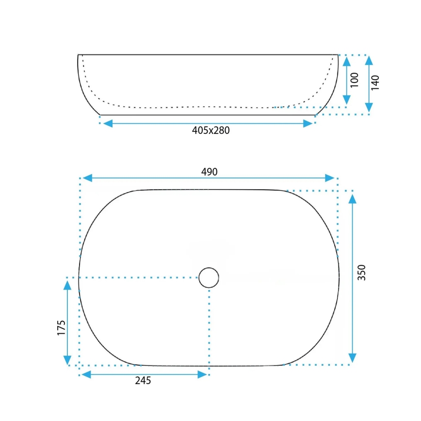 REA-U4591 - Lavabo da appoggio LISA 35x49 cm, ceramica, finitura lucida, colore crema