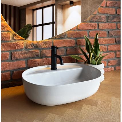 REA-U4620 - Lavabo da appoggio AURA 38,5x50,5 cm ceramica/bianco lucido