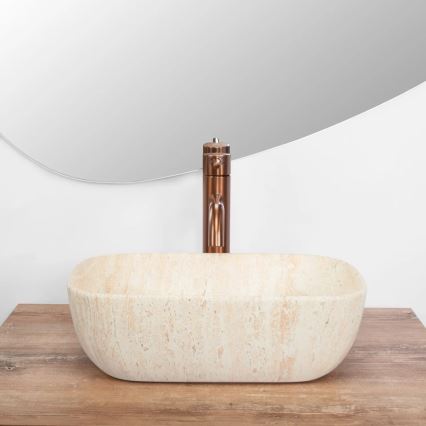 REA-U4700 - Lavabo da appoggio BELINDA 25x36 cm ceramica/beige/effetto pietra