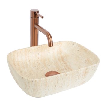 REA-U4700 - Lavabo da appoggio BELINDA MINI  25x36 cm ceramica/beige/effetto pietra