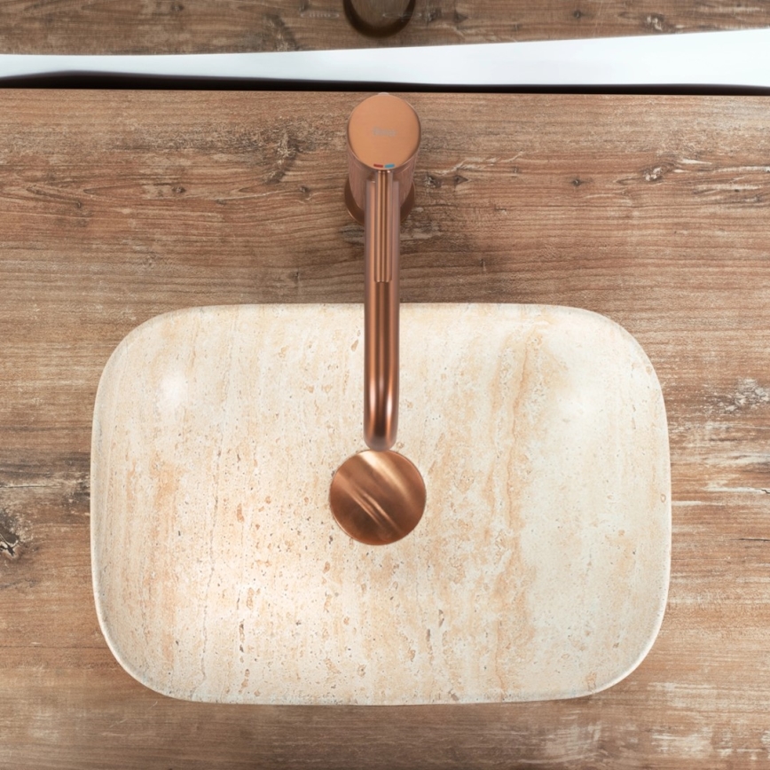 REA-U4700 - Lavabo da appoggio BELINDA MINI  25x36 cm ceramica/beige/effetto pietra