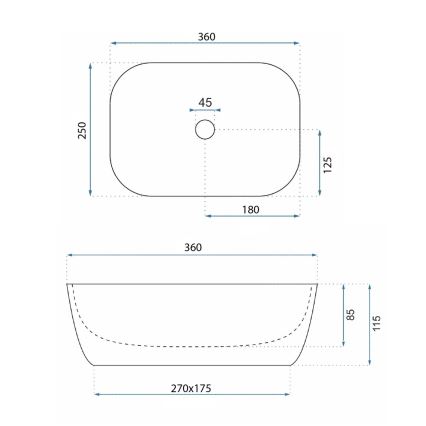 REA-U4700 - Lavabo da appoggio BELINDA MINI  25x36 cm ceramica/beige/effetto pietra