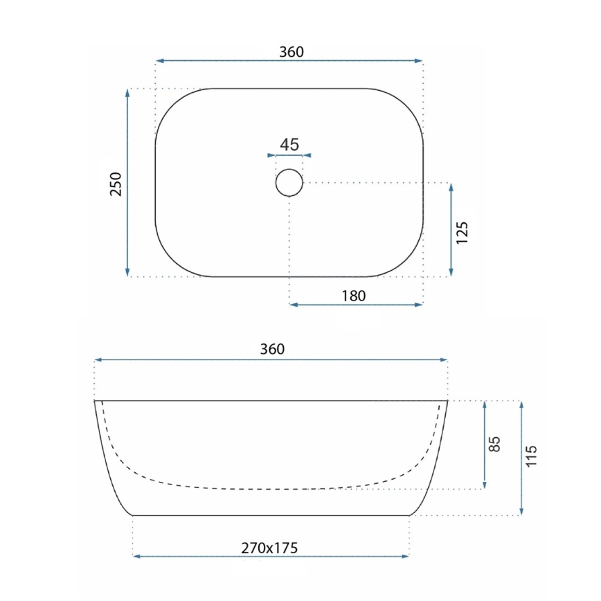 REA-U4700 - Lavabo da appoggio BELINDA MINI  25x36 cm ceramica/beige/effetto pietra