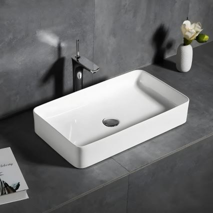 REA-U4800 - Lavabo da appoggio DENIS 35x61,5 cm ceramica/bianco lucido