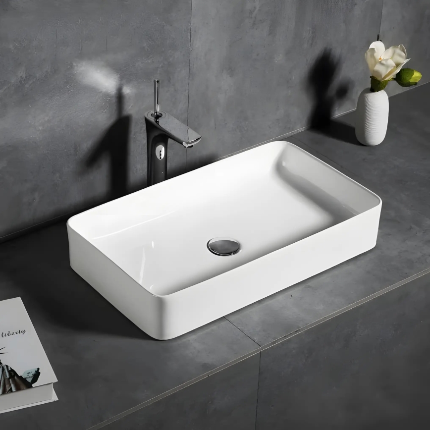 REA-U4800 - Lavabo da appoggio DENIS 35x61,5 cm ceramica/bianco lucido